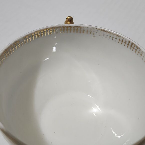 Goa France Che Field Haviland Limoges Cup with Saucer Rose Garland Green Gold - Picture 13 of 14